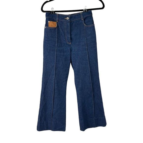 Paco‎ Rabanne Leather Patch High-rise Flared Jeans Sz 0